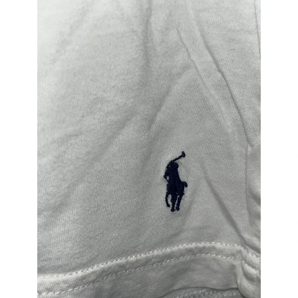 Polo Ralph Lauren White Crewneck T-Shirt Navy Pony Logo Cotton Mens XL